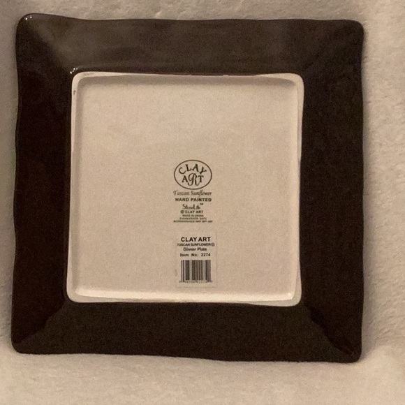 Clay Art Tuscan Sunflower Dinner Plate ~ Hand Painted ~ Nice ~ 10.5” x 10.5” - Picture 2 of 14